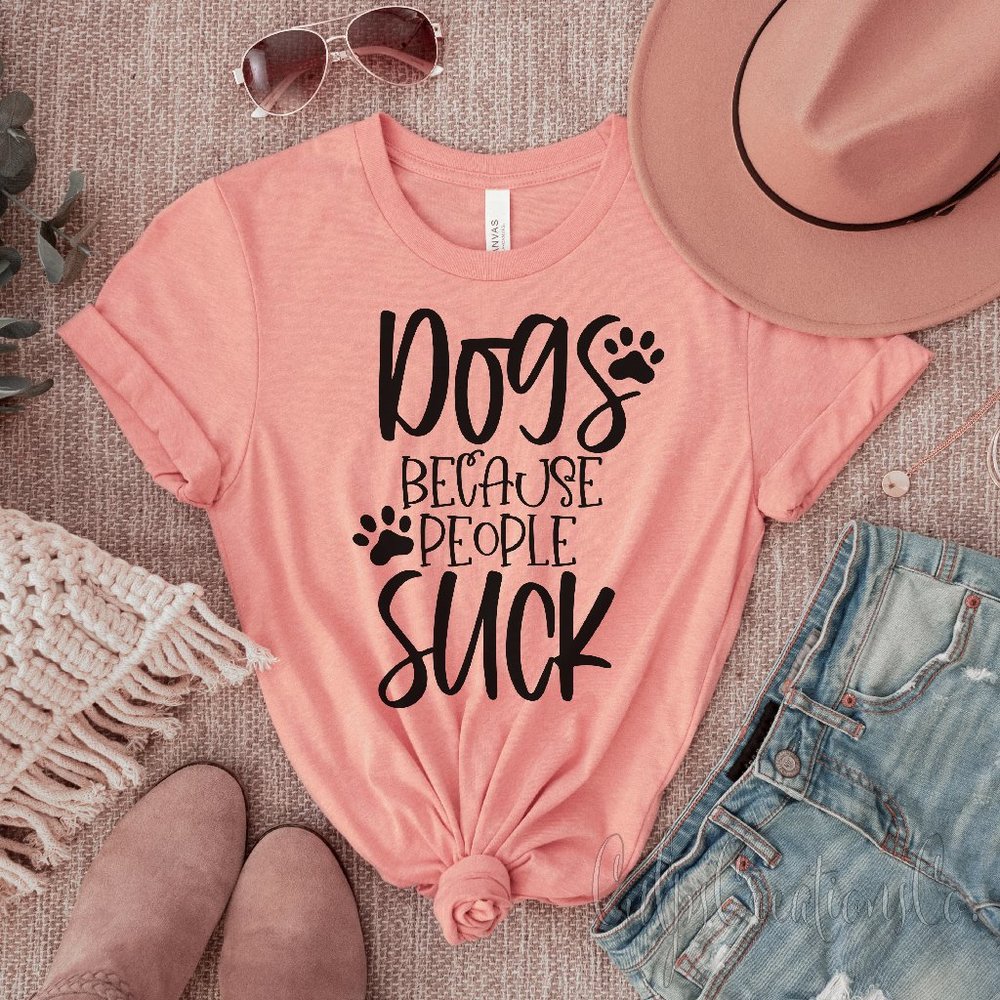 Dogs because people suck peach soft style womens short sleeve tee